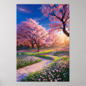 Der Sonnenuntergang im Park Poster (Vorne)