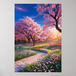 Der Sonnenuntergang im Park Poster