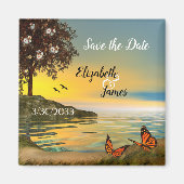 Der Sonnenuntergang mit Schmetterlingen retten das Magnet (Vorne)