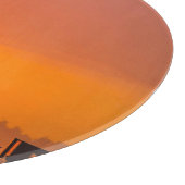 Der Sonnenuntergang über der Stadt Schneidebrett (Ecke)