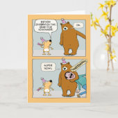 Der sonnige Bär findet einen Noisemaker zum Geburt Karte (Gelbe Blume)