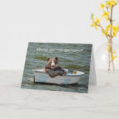 Der sonnige Bär im Boot zum Geburtstag Karte (Gelbe Blume)