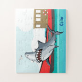 Der sonnige Cartoon Hai im Wasser | Kids Puzzle (Vertikal)