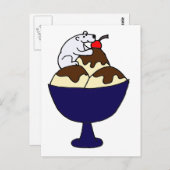 Der sonnige Eisbär isst Eiscreme Postkarte (Vorne/Hinten)