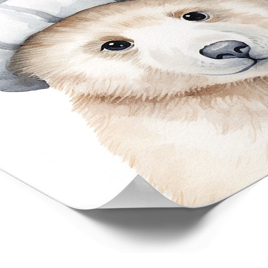 Der sonnige Eisbär trägt eine Motorhaube in Wasser Poster (Ecke)