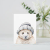 Der sonnige Eisbär trägt eine Motorhaube in Wasser Postkarte (Stehend Vorderseite)