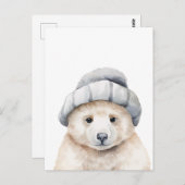 Der sonnige Eisbär trägt eine Motorhaube in Wasser Postkarte (Vorne/Hinten)