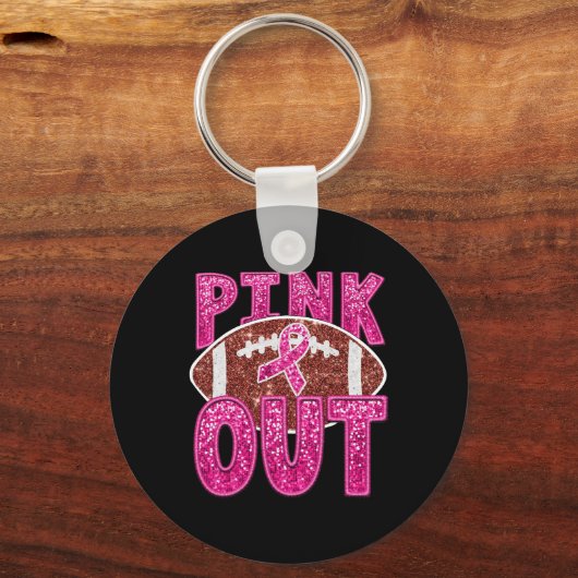 Der sonnige Fußball rosa Out Rosa Ribbon Brustkreb Schlüsselanhänger (Vorderseite)