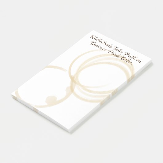 Der sonnige "Geniuses Drink Coffee Ring" Post-it Klebezettel (angewinkelt)