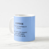 Der sonnige Kaffee, der rückwärts geschrieben wird Kaffeetasse (Vorderseite Links)