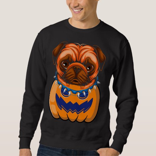 Der sonnige Mops im KürbisHalloween Klassischer T Sweatshirt (Vorderseite)