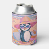 Der sonnige Pinguin am Strand kann kühler werden Dosenkühler (Kanne Vorderseite)