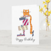 Der sonnige Rotkopf sitzt auf einem Haufen Geschen Karte (Gelbe Blume)