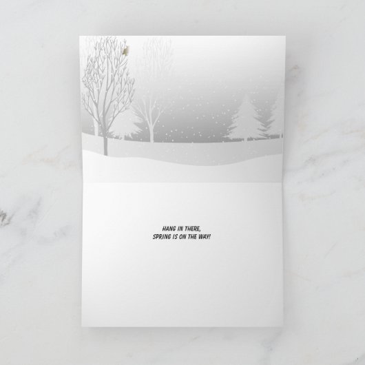 Der sonnige Waldfuchs ist ermüdet von Winterkälte Karte (Innenseite)