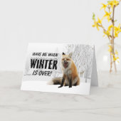 Der sonnige Waldfuchs ist ermüdet von Winterkälte  Karte (Gelbe Blume)