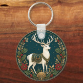 Der souveräne Hirsch des Winters Schlüsselanhänger (Vorderseite)