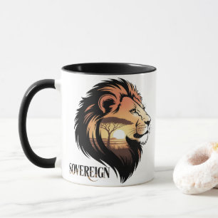 Der Souveräne Löwe Savannah Sonnenuntergang Tasse