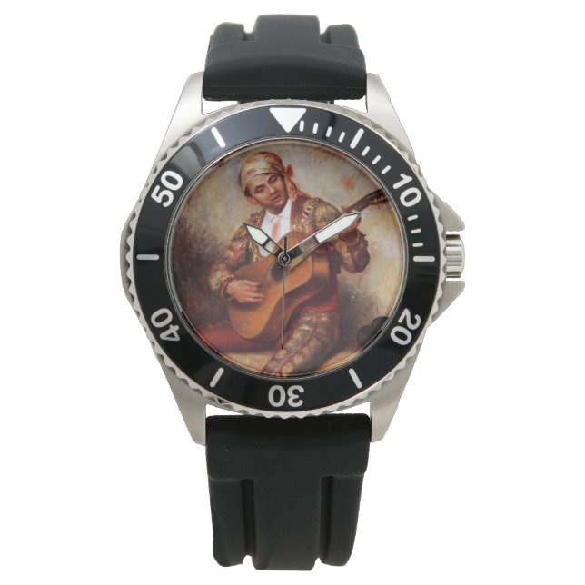 Der spanische Gitarrist (von Pierre-August Renoir) Armbanduhr (Vorderseite)
