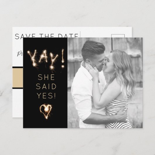 Der Sparkler des Neujahrs | Save The Date | Sie sa Postkarte (Vorne/Hinten)