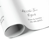 der Spaß beginnt Hochzeitspaar Name Datum einfach Geschenkpapier (Rolleneckpunkt)
