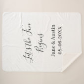 der Spaß beginnt Hochzeitspaar Name Datum einfach Sherpadecke (Vorderseite (Horizontal))