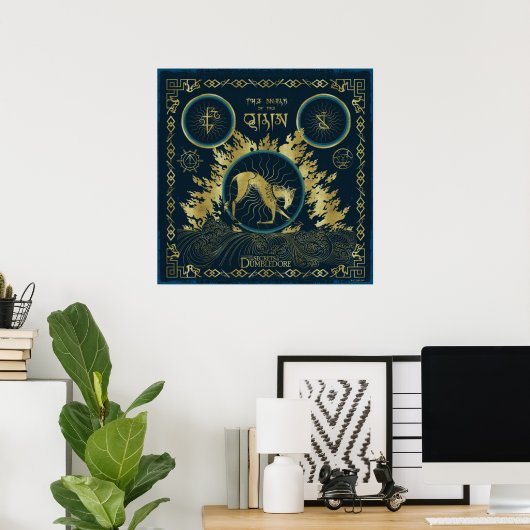 Der Spaziergang durch das goldene Qilin-Wasserband Poster (Heimbüro)