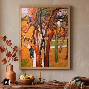 Der Spaziergang: Fallende Blätter von Vincent van Poster