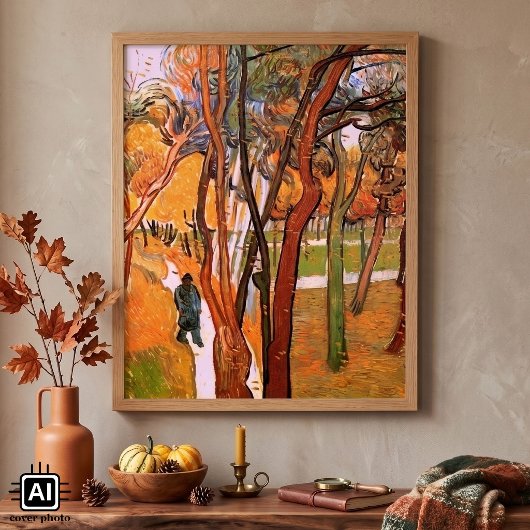 Der Spaziergang: Fallende Blätter von Vincent van Poster