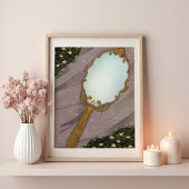 Der Spiegel I - Ein goldener Spiegel im Gras Poster