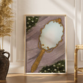 Der Spiegel I - Ein goldener Spiegel im Gras Poster