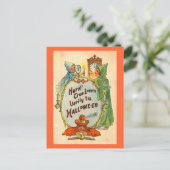 Der Spiegel und das HexenHalloween Vintag Postkarte (Stehend Vorderseite)