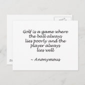 Der Spieler liegt gut im Golfdesign Postkarte (Vorne/Hinten)