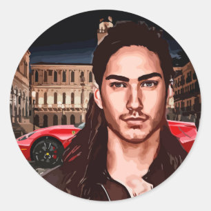 der Spieler schöne Typ Nachtleben abstrakte Kunst Runder Aufkleber