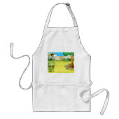 Der spielerische Junge, der in einem üppig grünen  Schürze (Vorne)