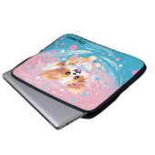Der spielerische Papillon Pup: Splash of Pink and  Laptopschutzhülle (Vorne Knopf)