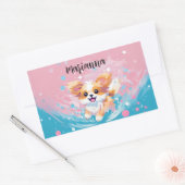 Der spielerische Papillon Pup: Splash of Pink and  Rechteckiger Aufkleber (Umschlag)