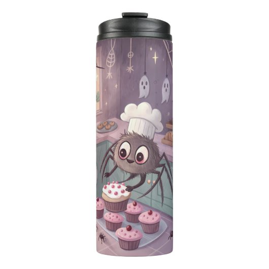 Der Spinne-Bäcker | Kawaii-Halloween-Plakat Thermosbecher (Vorderseite)