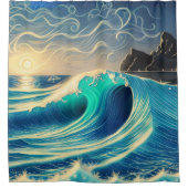 Der Splendor einer blauen Welle Duschvorhang (Vorderseite)