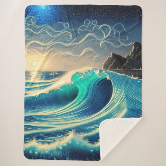 Der Splendor einer blauen Welle Sherpadecke (Vorderseite)