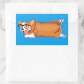 Der Sploot von Corgi Rechteckiger Aufkleber (Tasche)