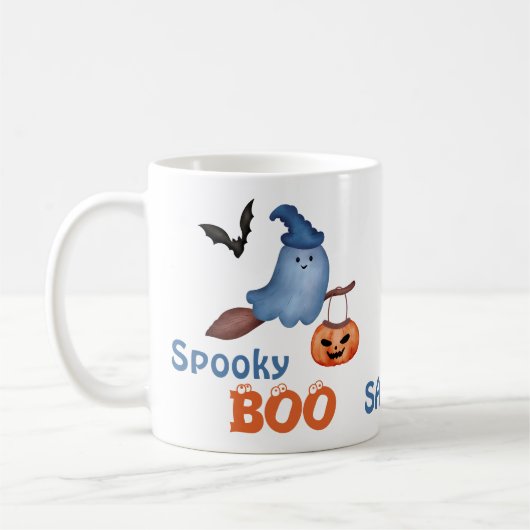 Der Spooky Boo Trick oder Treat Halloween Kaffeetasse (Links)