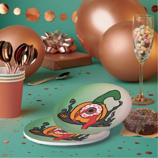 Der spöttische Blutschuss Kürbis Pappteller (Multi)