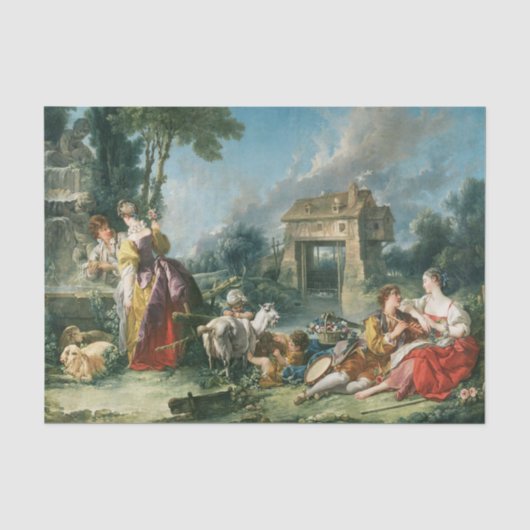Der Springbrunnen der Liebe von Francois Boucher Seidenpapier (Vorderseite)