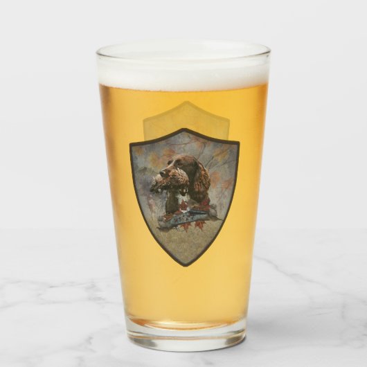 Der Sprocker Spanier, Gun dog art Glass Glas (Rückseite (gefüllt))