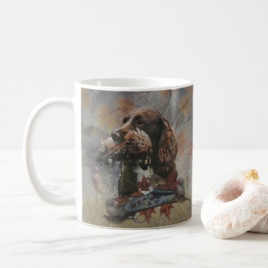 Der Sprocker Spanier, Gun Dog Art Kaffeetasse (Mit Donut)
