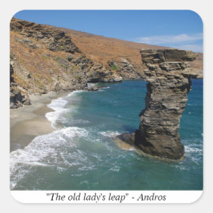 "Der Sprung alter Dame" - Andros Quadratischer Aufkleber