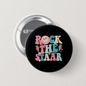 Der Staar Test Day Retro Groovy Teacher St. Button (Vorne & Hinten)