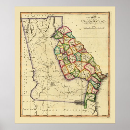 Der Staat der georgischen Karte (ca. 1810) Poster (Vorne)