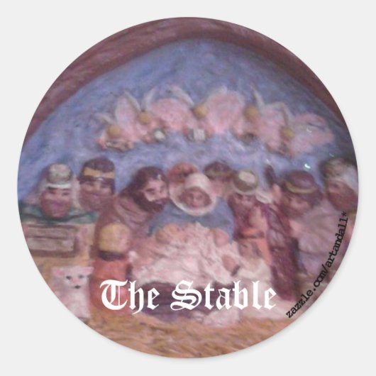 DER STABLE-Aufkleber DER CHRISTMAS Runder Aufkleber (Vorderseite)