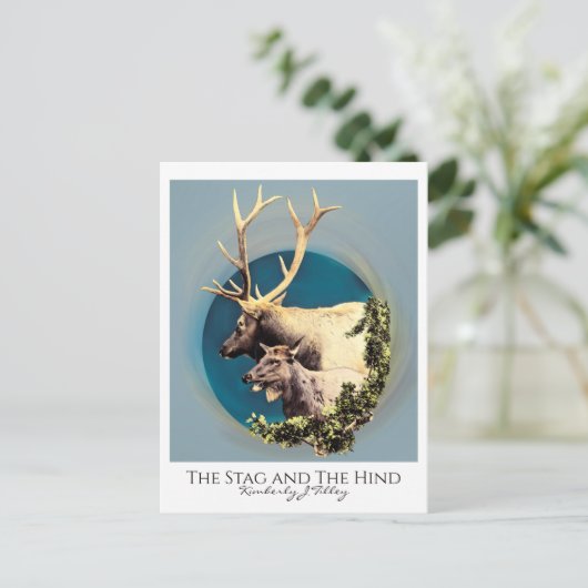 Der Stag und die Hinten Postkarte (Stehend Vorderseite)